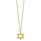 Sterling Silver Gold-tone Star of David 16.5 inch Necklace with 1 inch extension